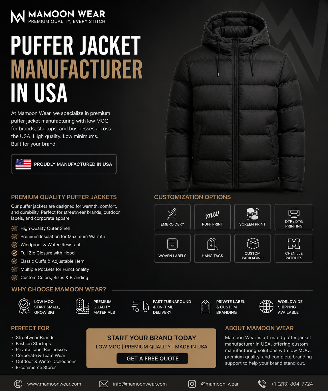 Puffer Jacket Manufacturer in USA – By Mamoon Wear