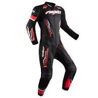 racing motorcycle leather suit black & red one piece riding gear