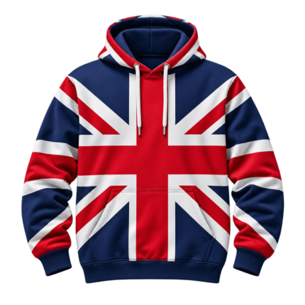 Union Jack custom hoodie by low MOQ hoodie manufacturers