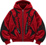 Custom heavyweight Y2K zip-up hoodie manufactured for wholesale streetwear brands in USA.
