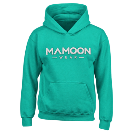 Custom hoodie manufacturer Mamoon Wear embroidered teal hoodie