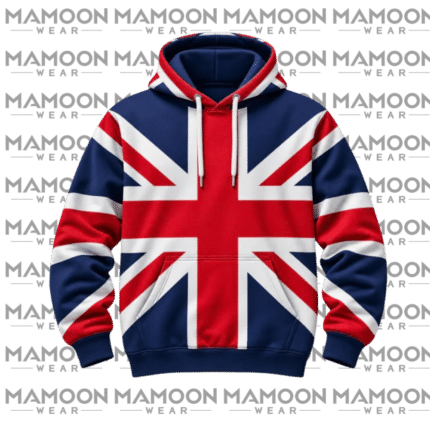 low moq hoodie UK, Union Jack hoodie, UK flag hoodie, custom UK hoodie manufacturer, British streetwear hoodie