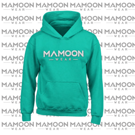 Custom Teal Green Pullover Hoodie with White Chest Logo Print