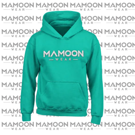 Custom Teal Green Pullover Hoodie with White Chest Logo Print