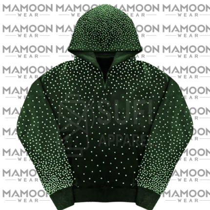 Casual Solid Rhinestone Hoodie with Sparkling Stone Work Wholesale Manufacturer MamoonWear