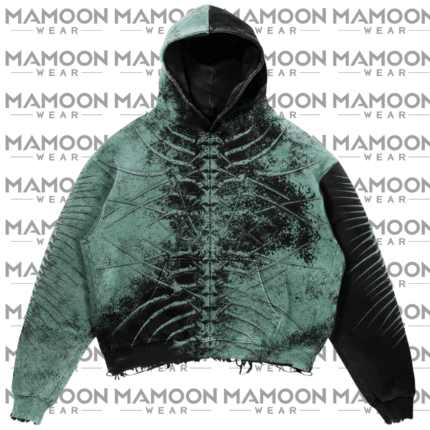 MENS SKELETON ACID WASH HOODIE