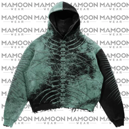MENS SKELETON ACID WASH HOODIE
